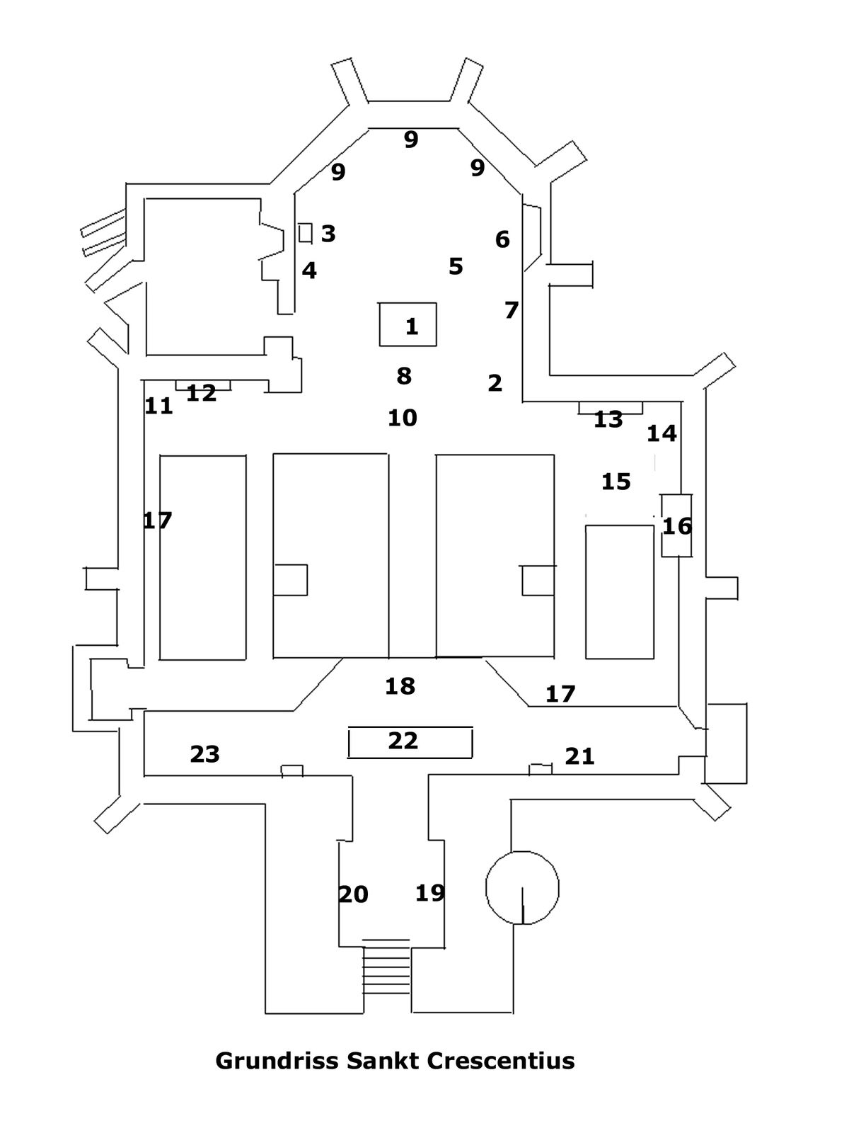 Grundriss der Stadtpfarrkirche Sankt Crescentius